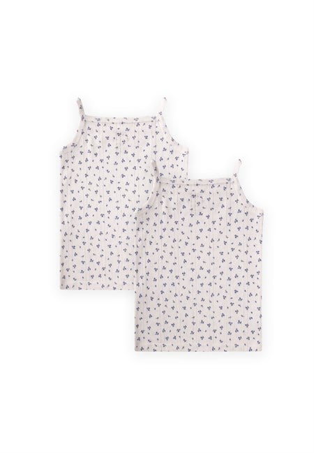 İkili İp Askılı Kız Atlet 2-11 Yaş KIRIKBEYAZ LACİ. ÇİÇEKLİ