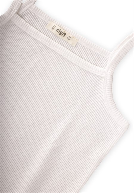 İkili İp Askılı Kız Atlet 2-11 Yaş WAFFLE EKRU