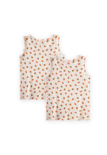 İkili Geniş Askılı Atlet 2-11 Yaş PORTAKAL DESEN