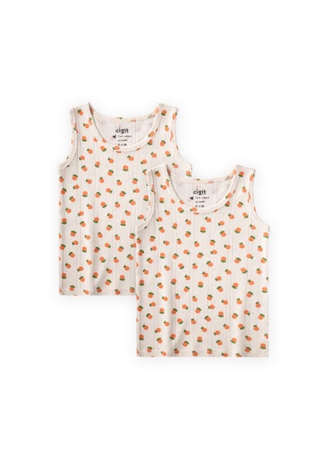 İkili Geniş Askılı Atlet 2-11 Yaş PORTAKAL DESEN