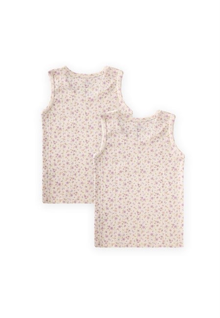 İkili Geniş Askılı Atlet 2-11 Yaş EKRU LİLA ÇİÇEK DES.