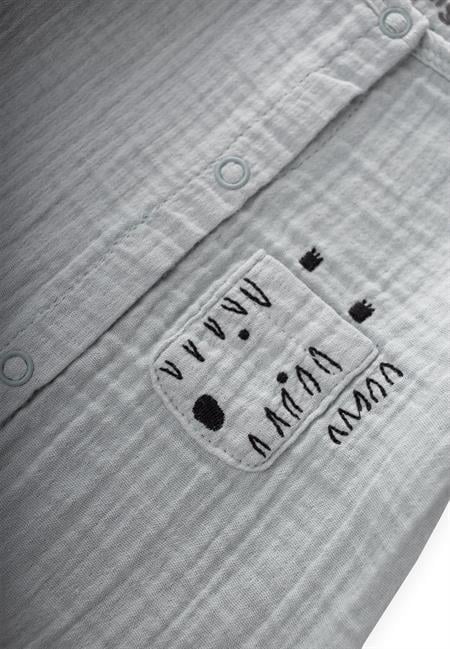 Zebra Nakışlı Müslin Şort Tulum 0-3 yaş SU YEŞİLİ