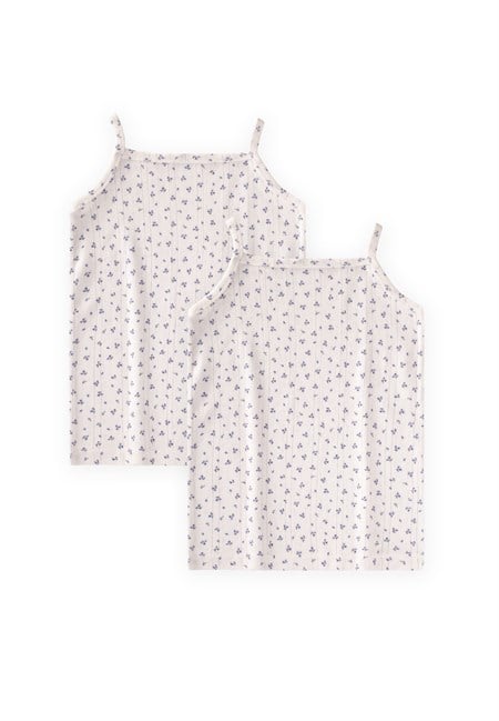 İp Askılı Kız Atlet Üçlü EKRU ÇİÇEKLİ DESENLİ