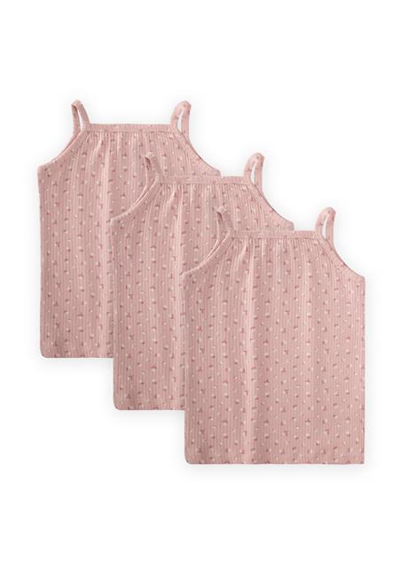 İp Askılı Kız Atlet Üçlü PUDRA ÇİÇEK DESENLİ