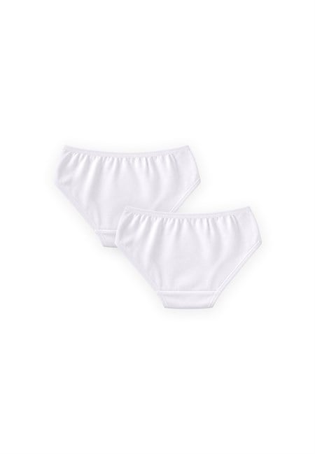 İkili Biyeli Slip Külot  2-9 Yaş Beyaz