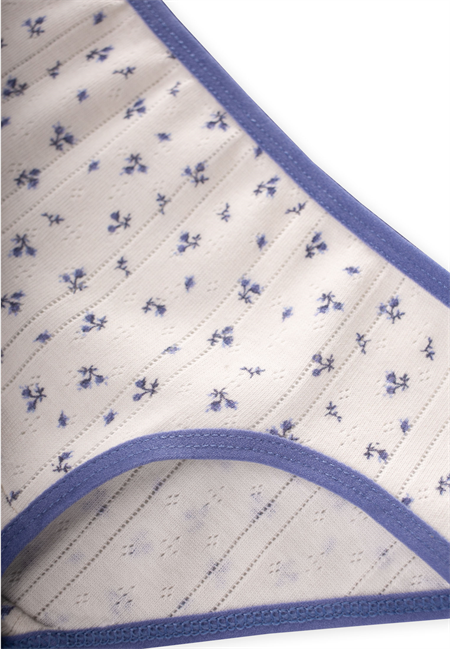 İkili Biyeli Slip Külot  2-9 Yaş Ekru Çiçek Desenli