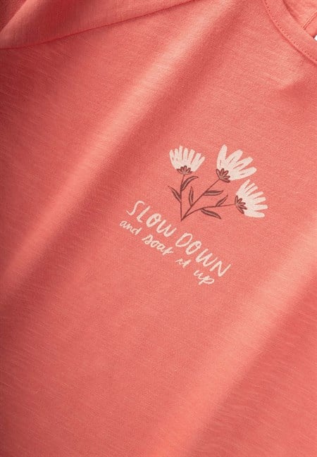 Slow Down Çiçek Baskılı Müslin Çizgili Pantolon Takım 2-10 Yaş Mercan