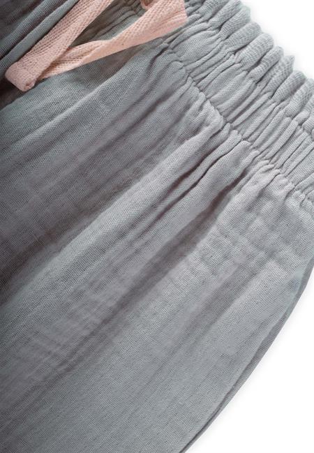 Organic Beli Fırfırlı Geniş Kesim Müslin Pantolon 1-8 Yaş Su Yeşili