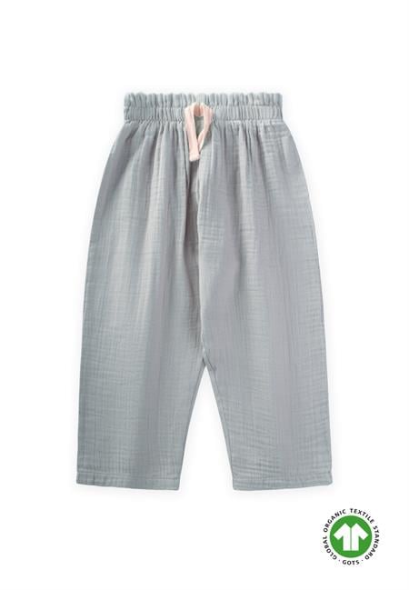 Organic Beli Fırfırlı Geniş Kesim Müslin Pantolon 1-8 Yaş Su Yeşili