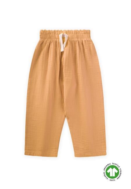 Organic Beli Fırfırlı Geniş Kesim Müslin Pantolon 1-8 Yaş Sundres