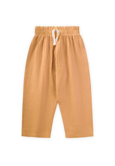 Organic Beli Fırfırlı Geniş Kesim Müslin Pantolon 1-8 Yaş Sundres