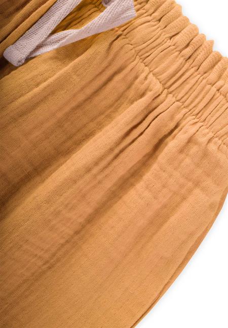 Organic Beli Fırfırlı Geniş Kesim Müslin Pantolon 1-8 Yaş Sundres