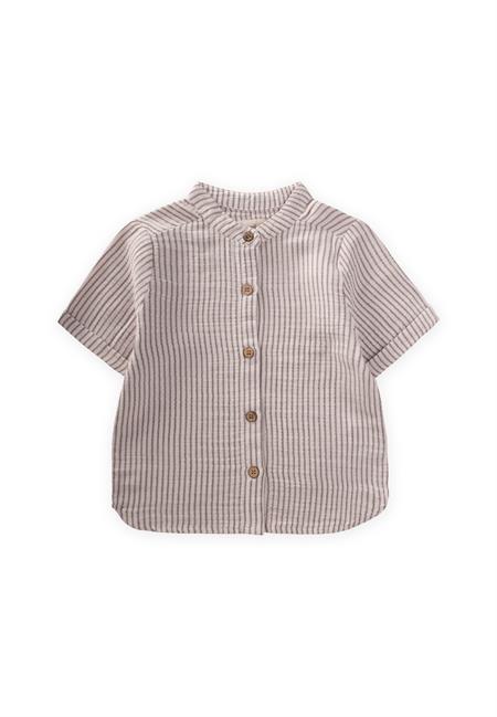 Müslin Gömlek 2-10 Yaş Siyah İnce Çizgili