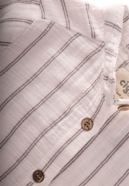 Müslin Gömlek 2-10 Yaş Siyah Çift Çizgili