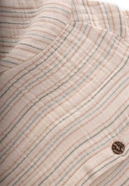 Müslin Gömlek 2-10 Yaş Haki Kahve Çizgili