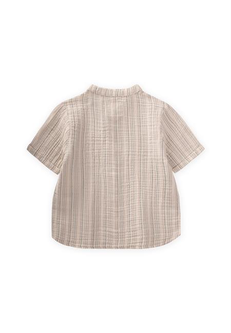 Müslin Gömlek 2-10 Yaş Haki Kahve Çizgili