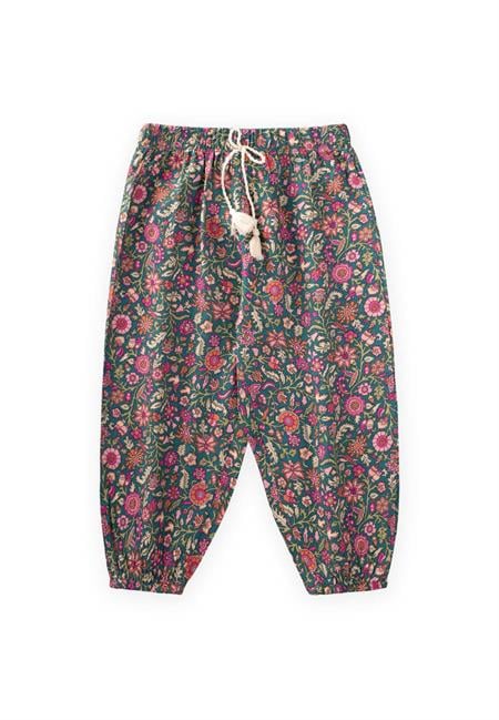 Desenli Bilek Boy Şalvar 3-9 Yaş Çağla Yeşili