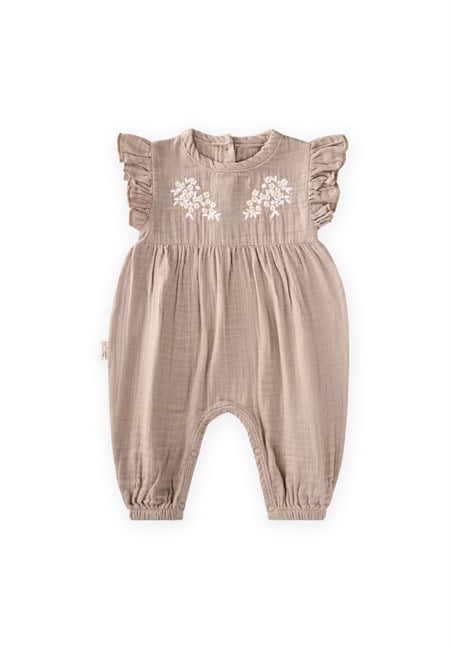 Papatya Nakışlı Tulum 0-3 Yaş Vizon