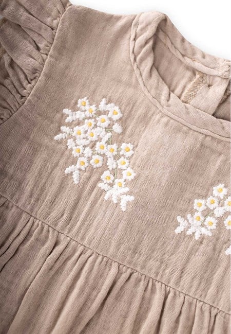 Papatya Nakışlı Tulum 0-3 Yaş Vizon