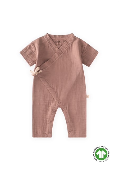 Organic Kruvaze Müslin Tulum 0-9 Ay Açık Kahve