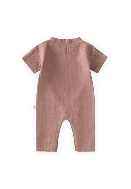 Organic Kruvaze Müslin Tulum 0-9 Ay Açık Kahve