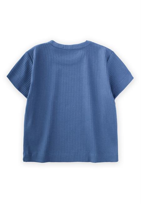 Basic Fitilli T-Shırt 1-5 Yaş İndigo Mavi