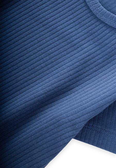 Basic Fitilli T-Shırt 1-5 Yaş İndigo Mavi