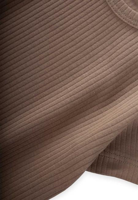 Basic Fitilli T-Shırt 1-5 Yaş Vizon