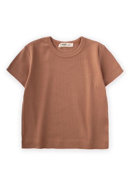 Basic Fitilli T-Shırt 1-5 Yaş Kahve