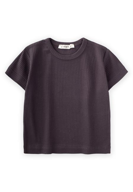 Basic Fitilli T-Shırt 1-5 Yaş Antrasit