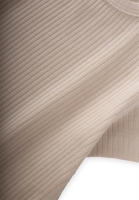 Basic Fitilli T-Shırt 1-5 Yaş Açık Bej