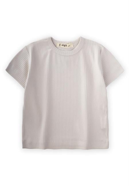 Basic Fitilli T-Shırt 1-5 Yaş Kırık Beyaz