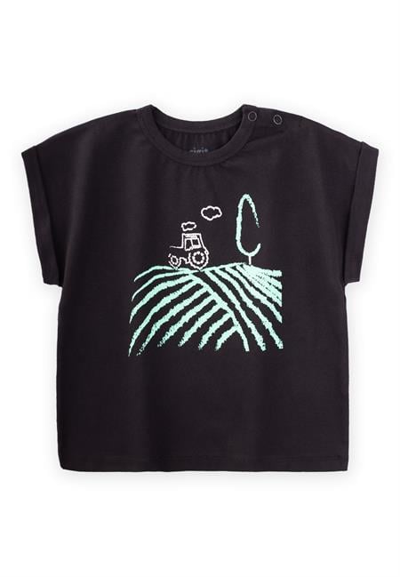 Traktör Baskılı T-Shırt 1-5 Yaş Siyah