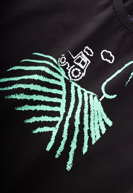 Traktör Baskılı T-Shırt 1-5 Yaş Siyah