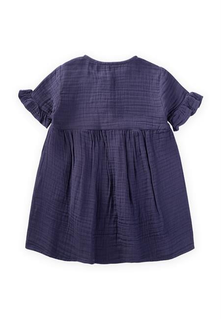 Organik Çiçek Nakışlı Elbise 1-6 Yaş LACİVERT