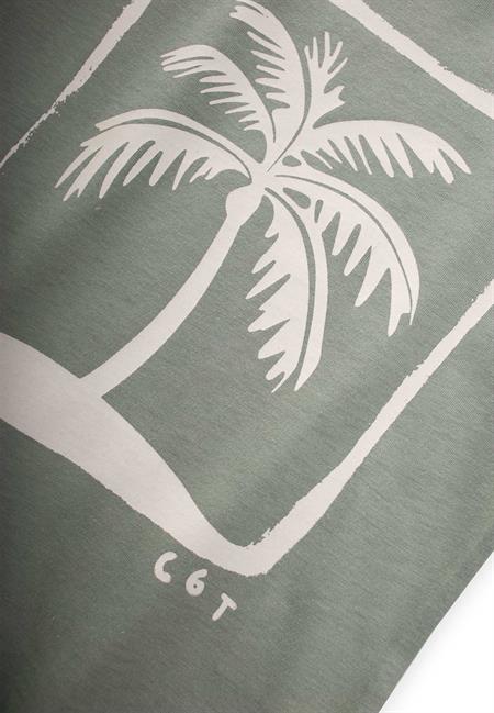 Palmiye Baskılı T-Shırt 2-8 Yaş Yeşil