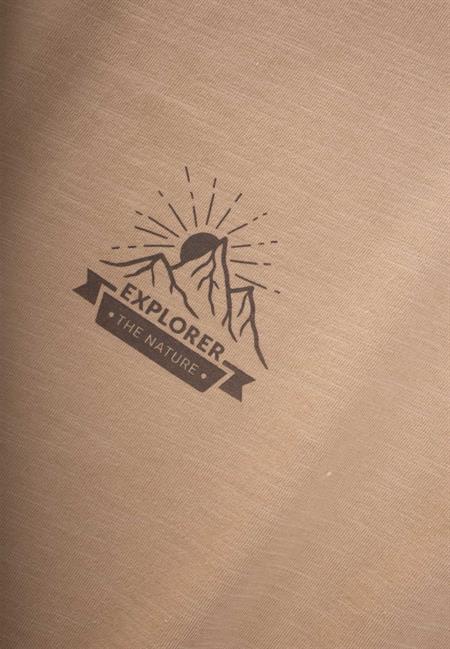 Dağ Baskılı T-Shırt 2-10 Yaş Bej