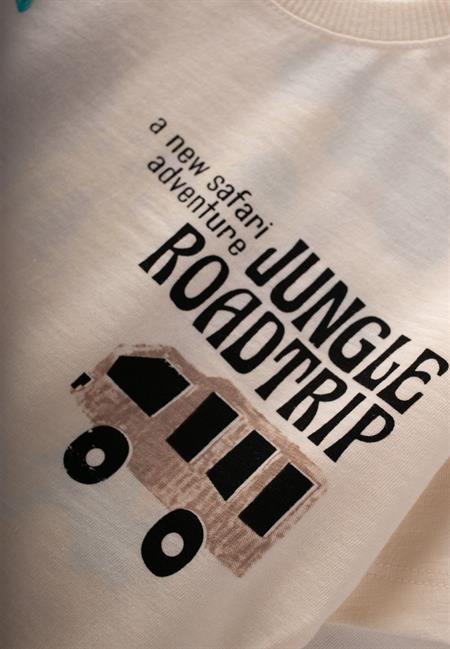 Safari Baskılı T-Shırt 2-7 Yaş Ekru