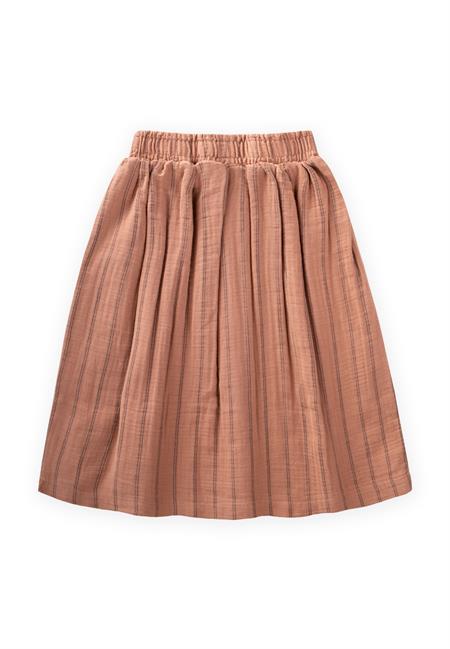 Organik Müslin Etek 2-8 Yaş Kahve Çift Çizgili