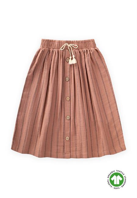 Organik Müslin Etek 2-8 Yaş Kahve Çift Çizgili
