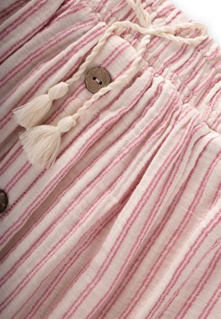 Organik Müslin Etek 2-8 Yaş Fuşya Çizgili