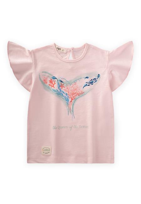 Okyanus Temalı T-Shırt 2-8 Yaş Pudra Pembe