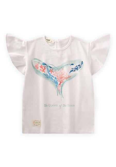 Okyanus Temalı T-Shırt 2-8 Yaş Kırık Beyaz