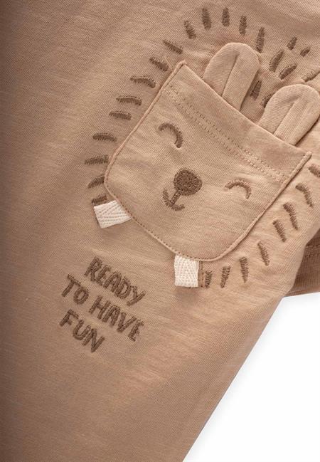 Kedi Nakışlı T-Shırt 1-6 Yaş Bej