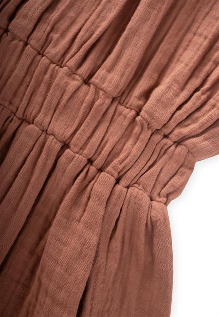 Organik Müslin Rustik Kız Elbise 2-9 Yaş A Kahve