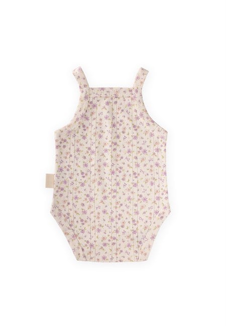 Askılı Zıbın 0-3 Yaş Lila Çiçek Desen