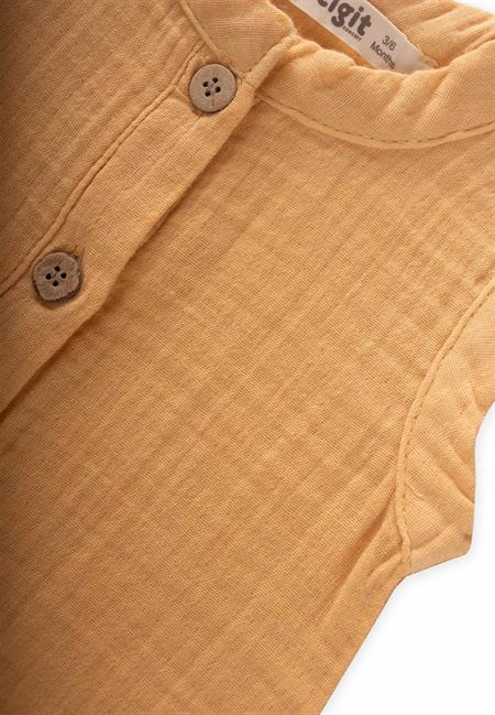 Organik Cepli Tulum 0-3 Yaş PASTEL SARI