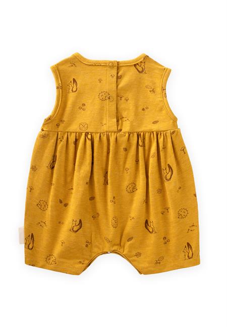 Desenli Kısa Tulum 0-3 Yaş Hardal Sarı