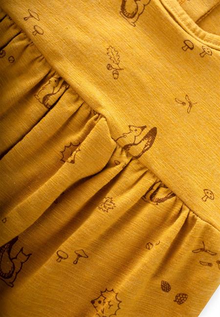 Desenli Kısa Tulum 0-3 Yaş Hardal Sarı