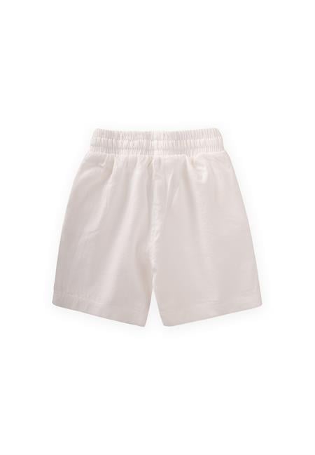 Etiket Detaylı Flanel Kapri 1-7 Yaş KIRIK BEYAZ